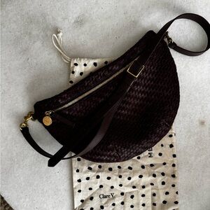 Clare V Dark Burgendy Woven Leather Grande Fanny